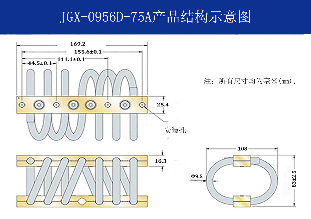 JGX-0956D-75A多應用鋼絲繩減震器結(jié)構(gòu)